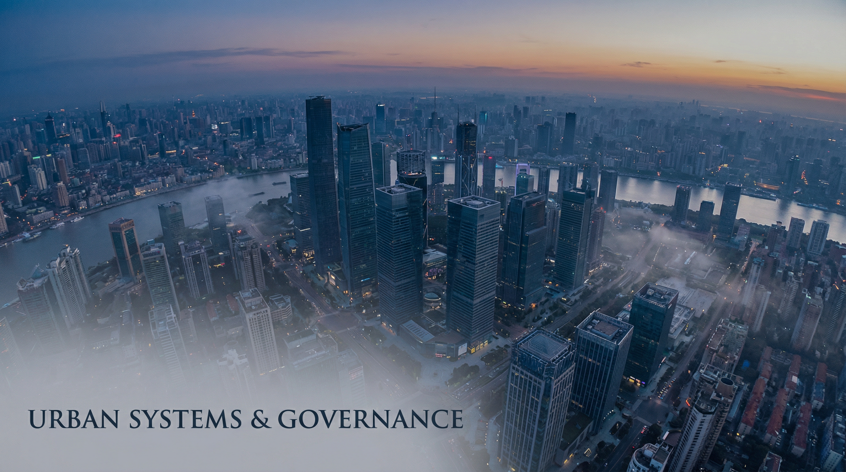 Urban skyline at dawn